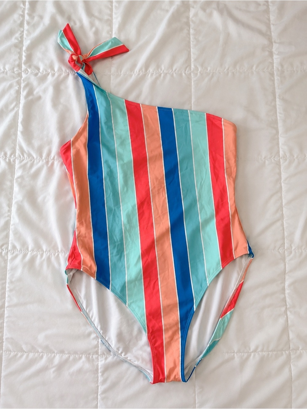 Southern Tide One-Shoulder Sunny Days Stripe One Piece Swimsuit